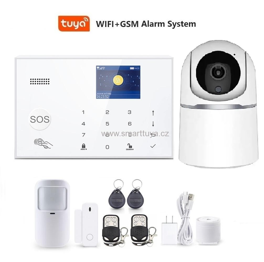 Wi-Fi/GSM/RFID/ LCD zabezpečovací systém SMART s 5.0Mpx vnitřní IP kamerou - TUYA, Android,iOS